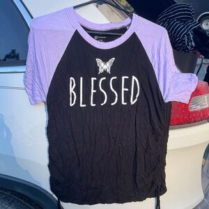 No Boundaries Black and Purple Short Sleeve Tee